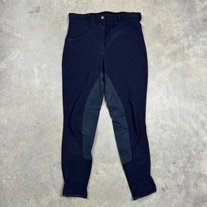 Tuff Rider Full Seat Breeches Womens 30 Blue Ribbed Equestrian Pants Mid Rise